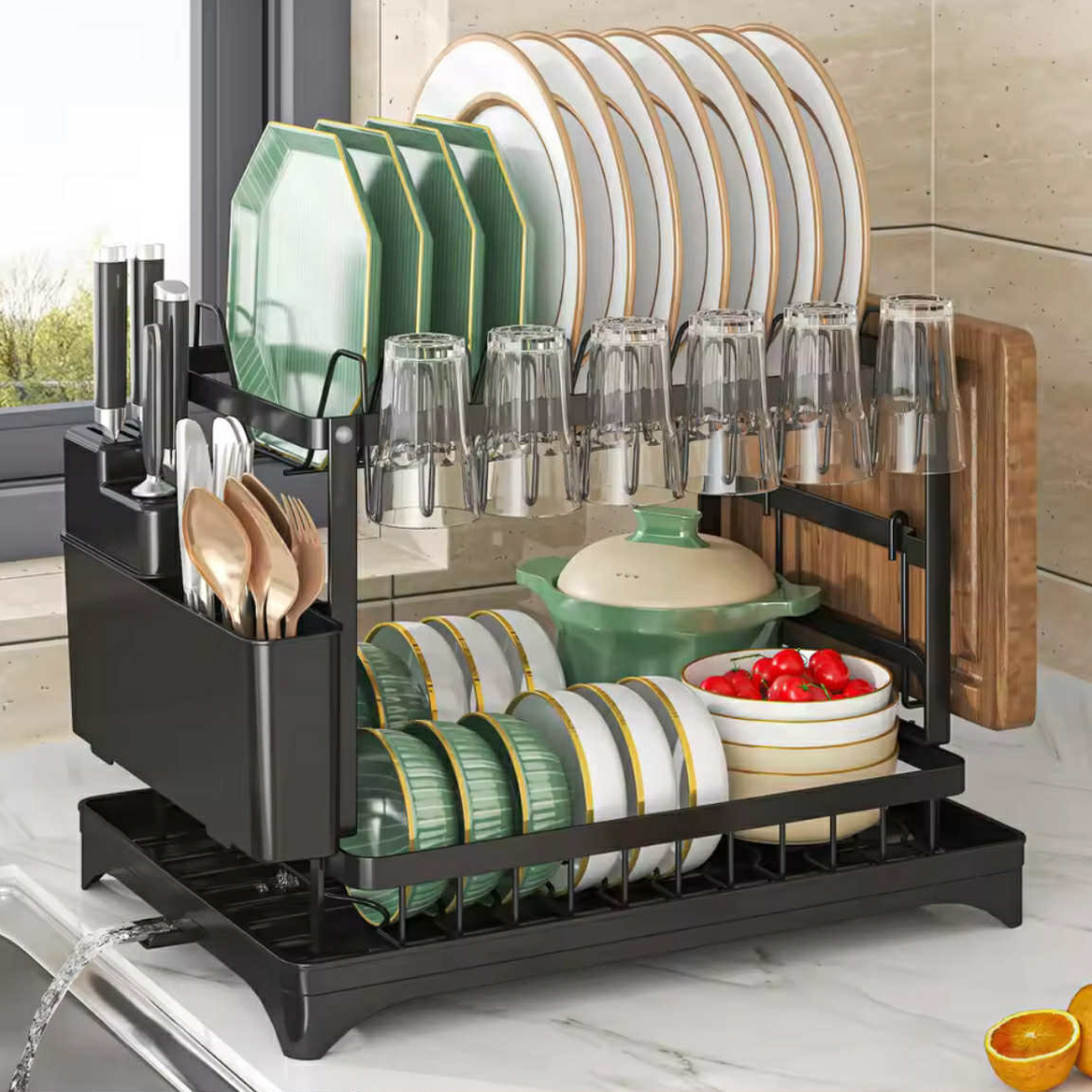 Sleek Space-Saving 2-Tier Dish Rack