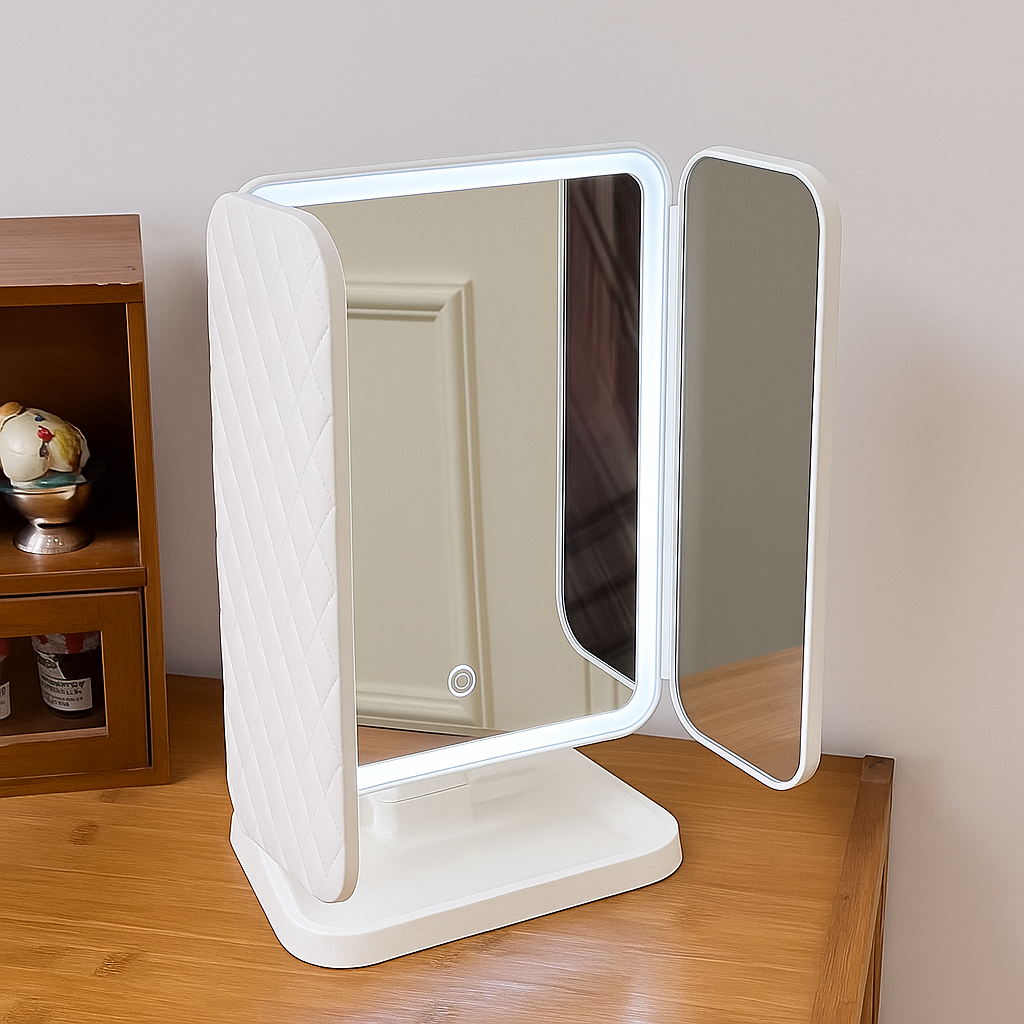 Trifold LED Makeup Mirror
