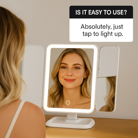Trifold LED Makeup Mirror
