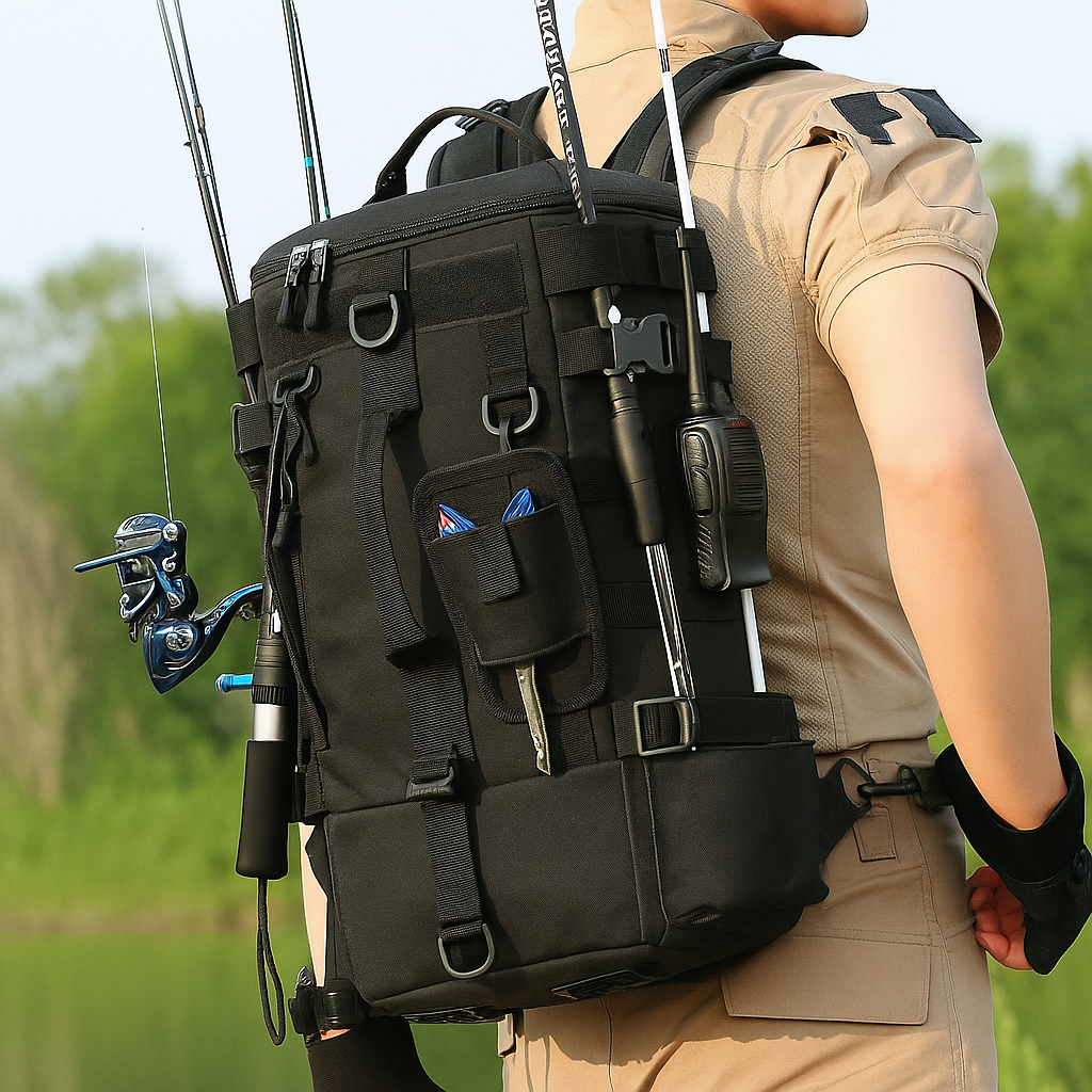 Tactical Fishing Backpack with Rod Holders