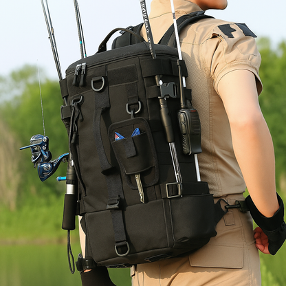 Tactical Fishing Backpack with Rod Holders