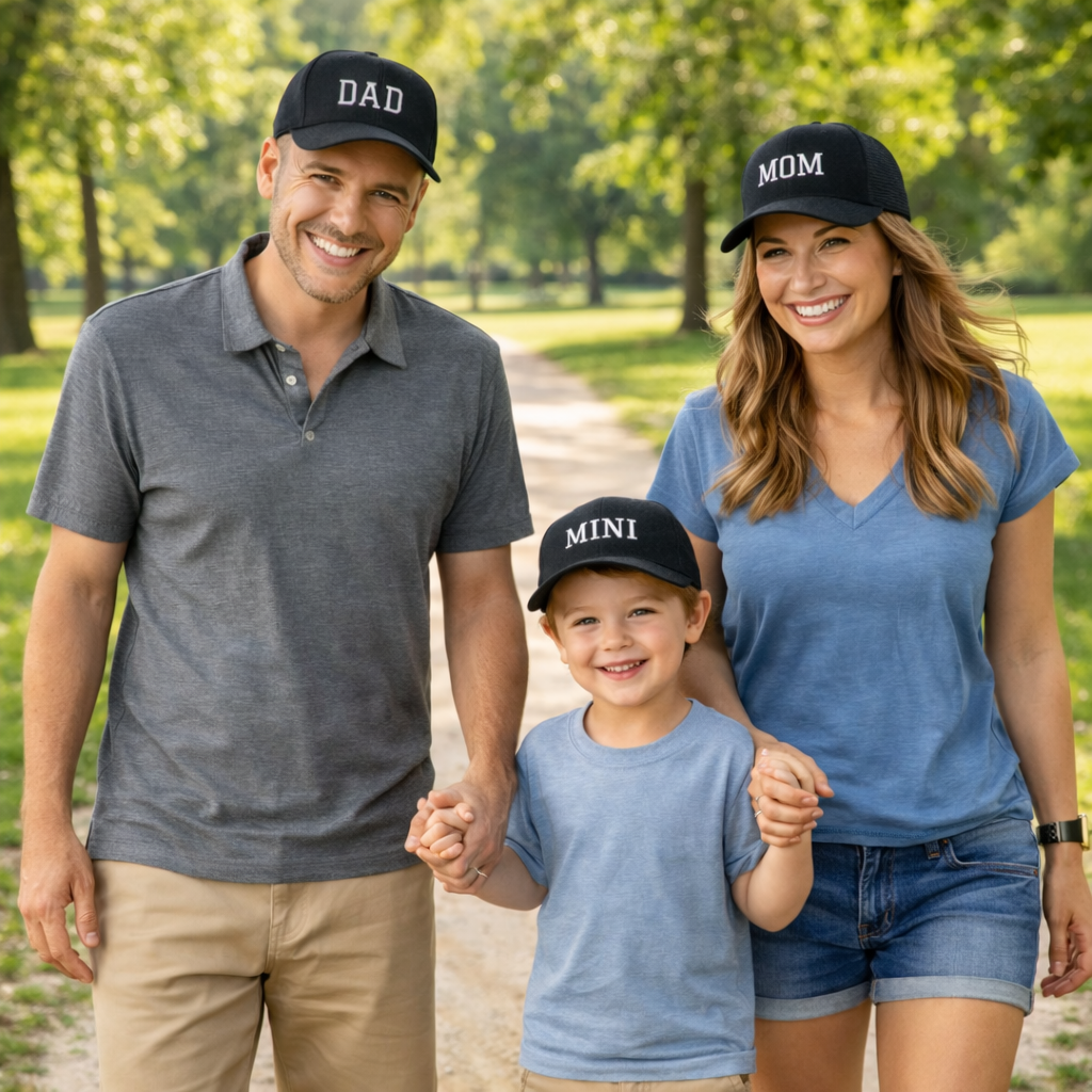 Matching Mom Dad & Mini Caps