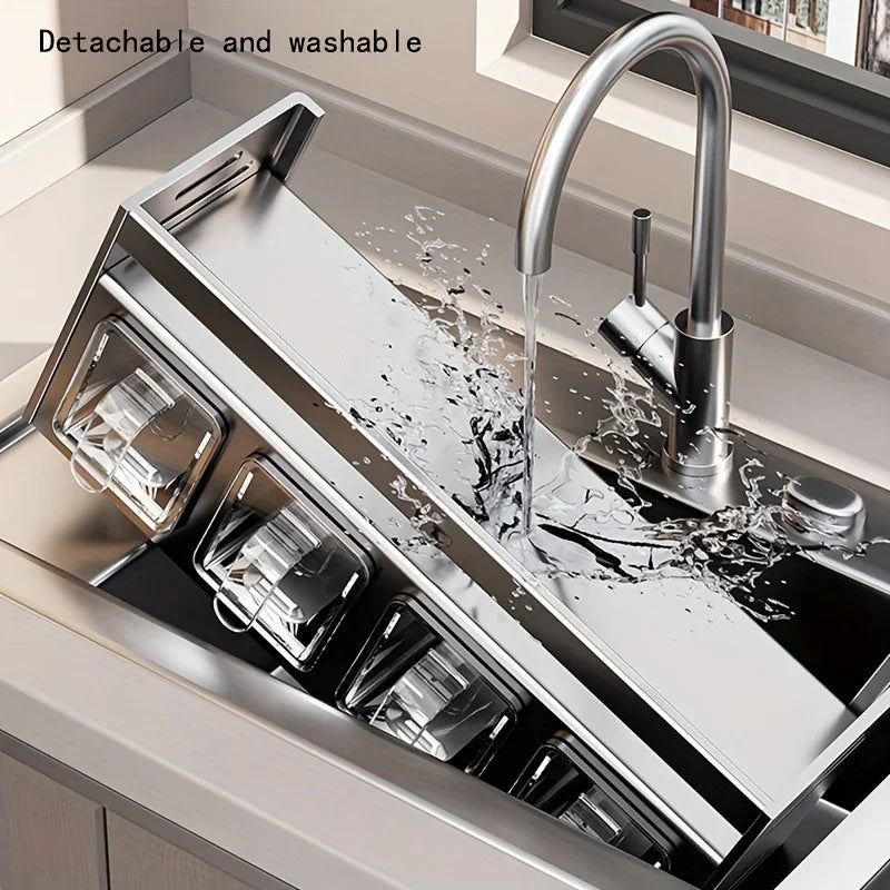 Stainless Steel Kitchen Spice Rack - Wall Mounted